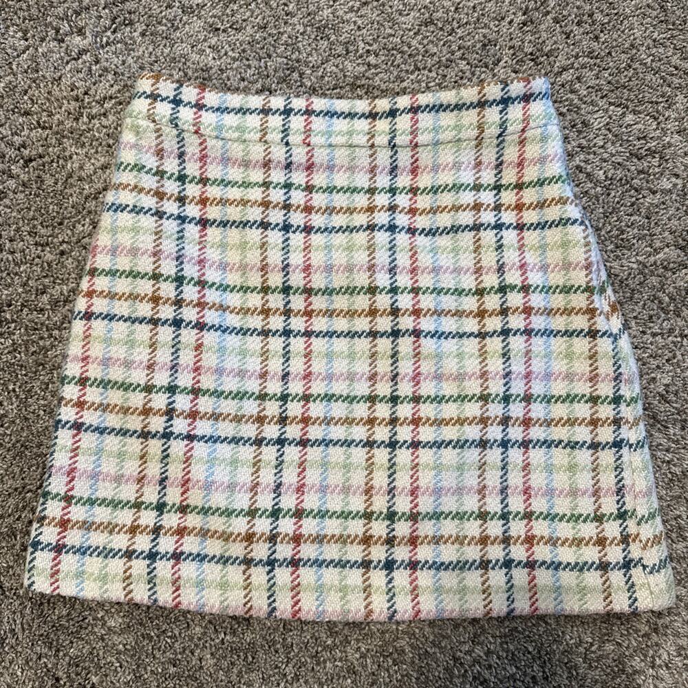 English Factory Womens Small Tweed Plaid Mini Skirt Textured Lined Preppy